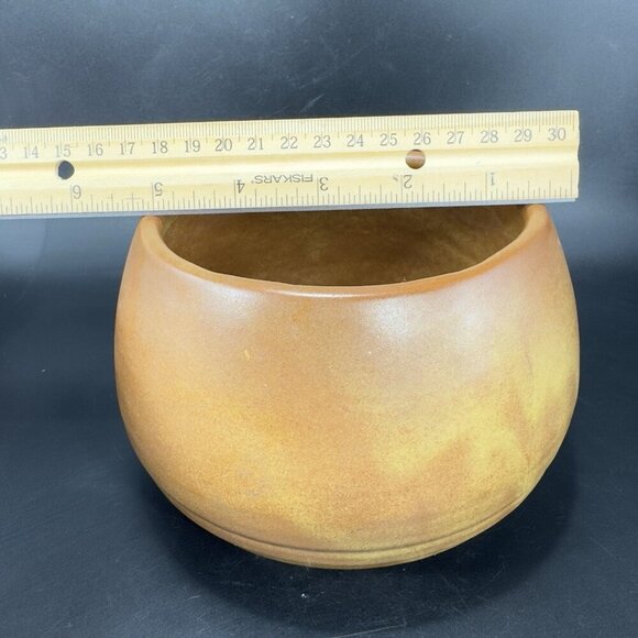 Vintage Footed Flower Pot Planter Bowl Pottery Brown Glaze MCM Decorative Decor - Picture 5 of 14